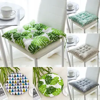 

Indoor Home Chair Cushion Mat Pad Dining Kitchen Office Cushion Soft Seat Pads Tie On-Square Chair Modern Printed Throw Pillow