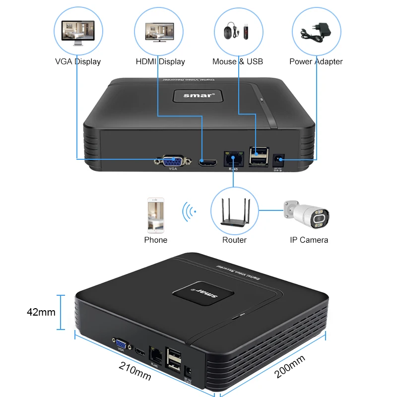 H.265 8MP 4K network video recorder 8CH 9CH 16CH 32CH CCTV NVR support face detection for 5MP 4K IP camera Onvif XMEYE APP network video recorder