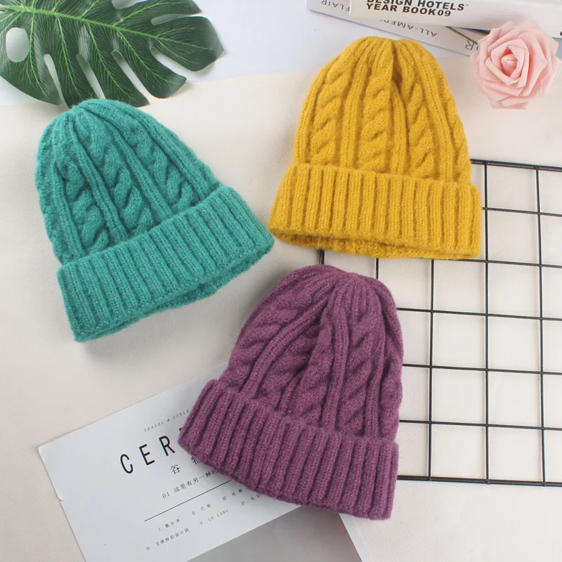 Autumn Winter Hats for Women Girls Wool Blended Knit Wool Couple Cap Lady Thread Knitted Beanie Chapeau Femme шляпа женская 2022 skully hat with brim