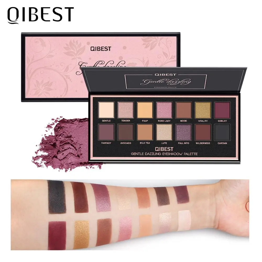 

QIBEST Eye Shadow Makeup Palette Shiny Eyeshadow Palette 14 Colors Professional Glitter Eyeshadow Shimmer Eyes Makeup Cosmetics
