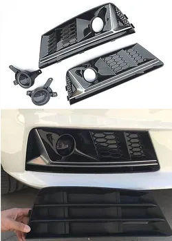 

A4 B9 S4 Style Black Front Bumper Fog Lamp Cover Fog Light Trim Grill Grille For Audi A4 b9 Standard Bumper Only 2016UP
