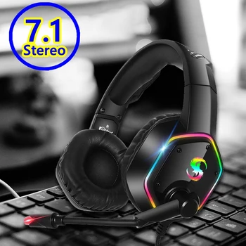 

7.1 Stereo For PS4 Gamer Headphone LED Gaming Headset with Microphone Over Ear Noise Cancel Cascos 3.5 Jack Phone auricularea