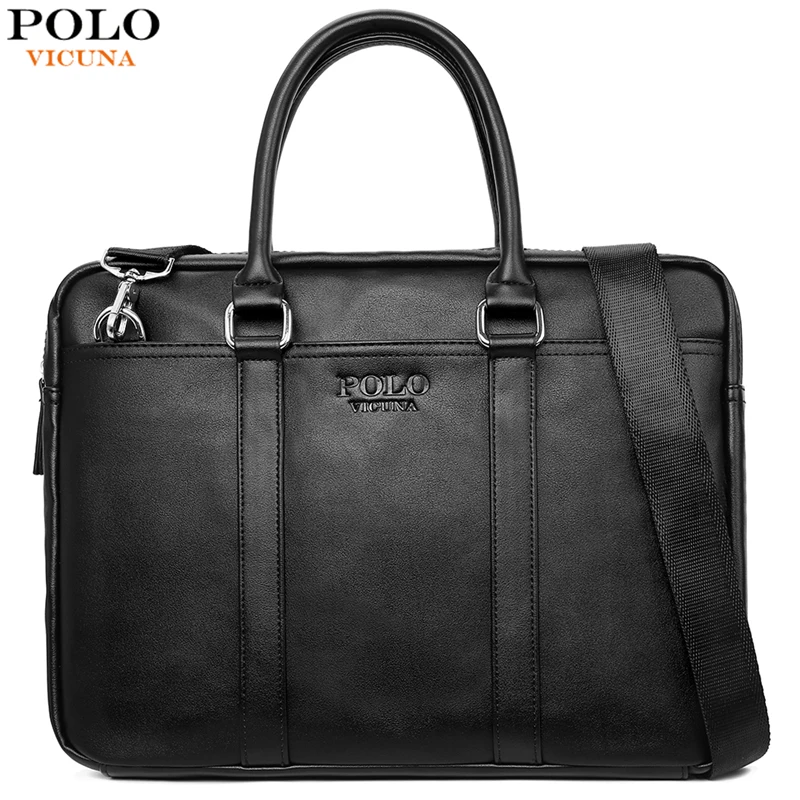 VICUNA POLO модная мягкая кожаная мужская сумка на плечо большой емкости для ноутбука