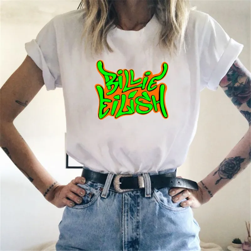 Женская забавная хлопковая Футболка Billie Eilish, унисекс, скейтборд, Рождественская футболка, женская одежда для девочек, уличная футболка