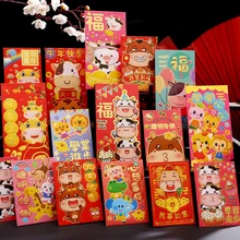 2021 Spring Festival Chinese Red Envelope Personality Special Red Packet Cartoon OX 6Pcs/pack Chinese New Year Creative Hongbao