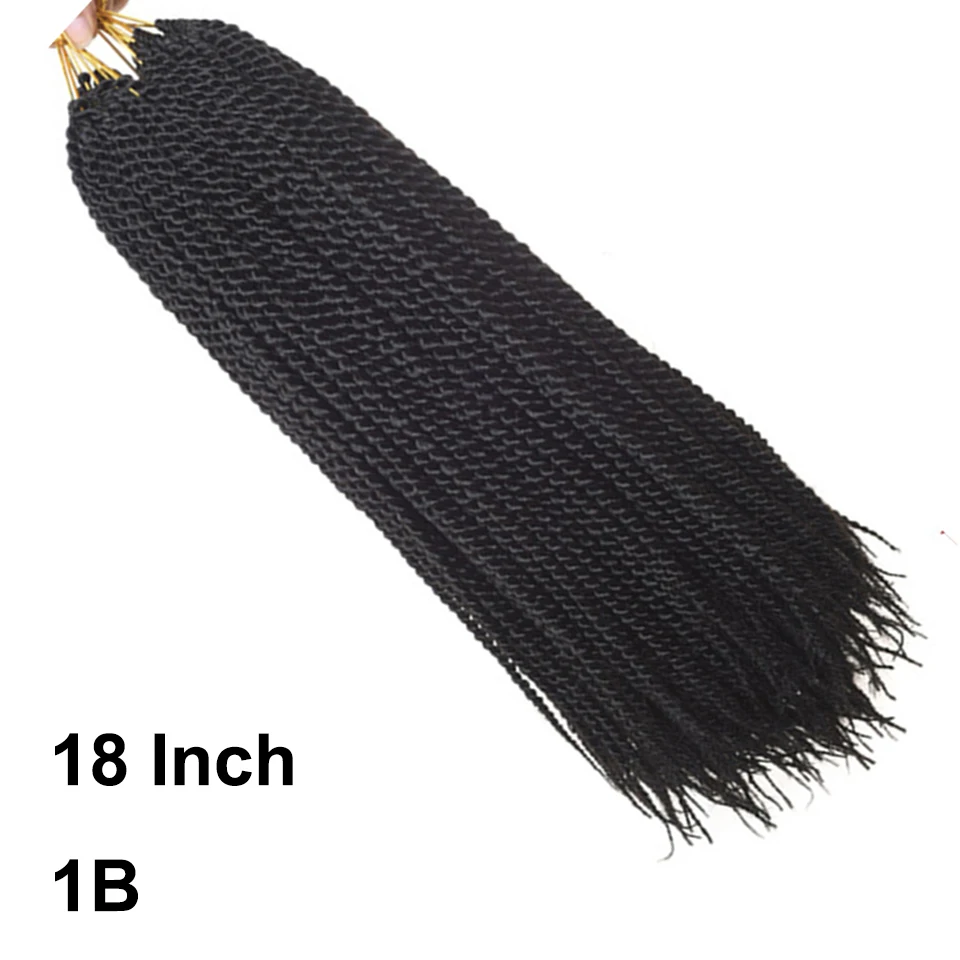 Вязанные крючком косички Сенегальские твист Омбре плетение волос кроше синтетические волосы для наращивания для черных коричневых женщин 30 корней - Цвет: 1B