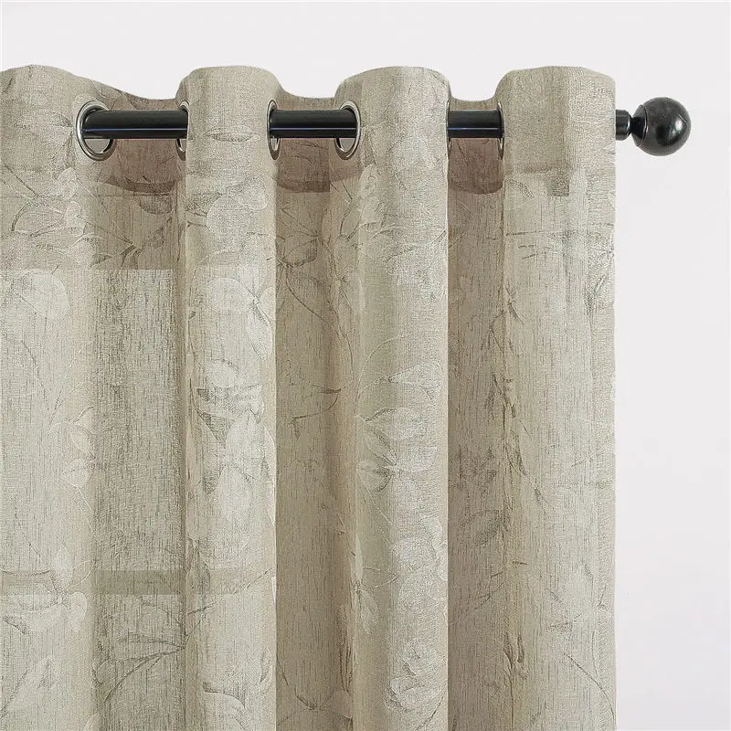 Topfinel Lily Curtains for Living Room Bedroom Tulle Modern Flowers Sheer Curtain Window Treatment White Voile Drapes Home Decor - Цвет: Khaki