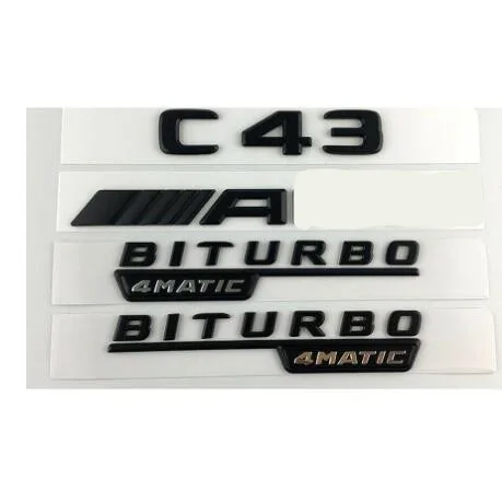 Black Trunk Fender Emblems Badges for Mercedes Benz W205 C43 FOR AMG BITURBO 4MATIC | Автомобили и мотоциклы