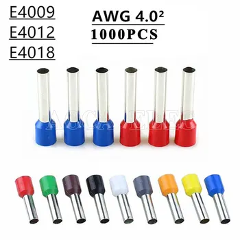 

1000pcs E4009 E4012 E4018 Insulated Ferrules Terminal Block Cord End Wire Connector 4.0 mm2,Crimp Terminator