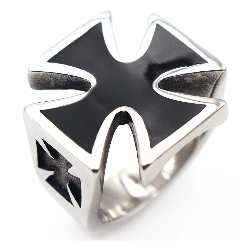 Retro German Iron Cross Ring For Men Punk Classic Biker Rings Stainless