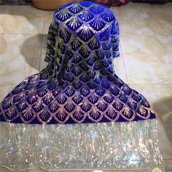 

Burgundy Fabric Latest African Tull velvet Lace Fabrics High Quality 2019 Nigerian French Lace Fabric With Tassels sequins