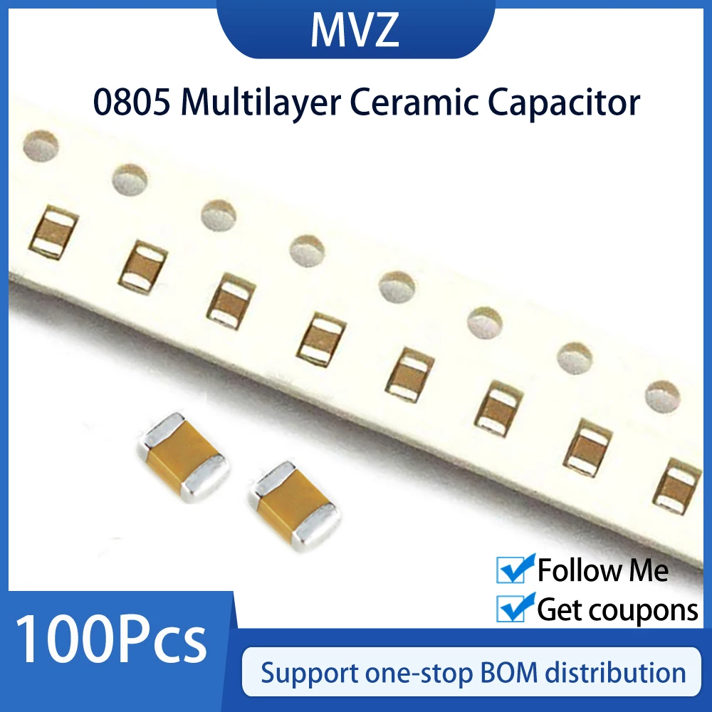 100pcs 0805 SMD Chip Multilayer Ceramic Capacitor 1NF 1.2NF 1.5NF 1.8NF 2NF 2.2.NF 2.7NF 3NF 3.3NF 4.7NF 5.6NF 6.8NF 8.2NF 10NF