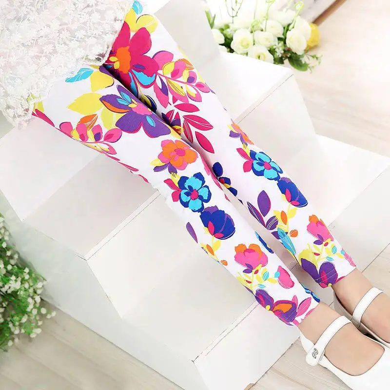 Style1 Леггинсы для девочек; осенне-зимняя одежда; Детские хлопковые брюки с цветочным принтом; спортивные эластичные штаны для бега; От 1 до 10 лет леггинсы для маленьких девочек - Цвет: Style1