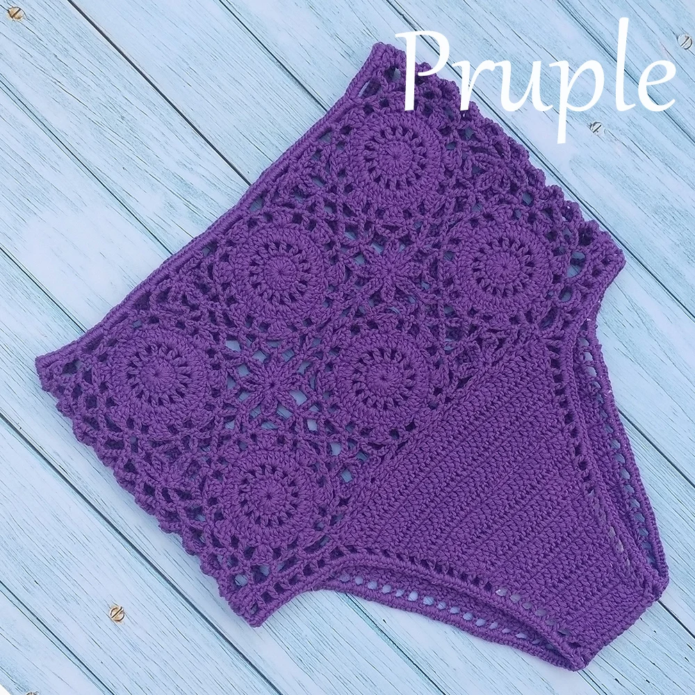 Elevate your swimwear collection with our High Waist Crochet Flower Bikini Bottoms. These stylish thong-style swimsuit shorts feature a delicate hollow-out design, perfect for adding a touch of elegance to your beachwear wardrobe.