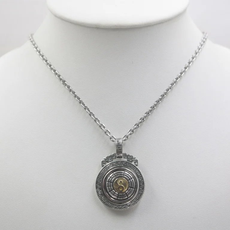 

Sterling S925 Silver Pendant Suitable For Men Women Luck Nine Palaces and Eight Diagram Card Pendant 39*28mm