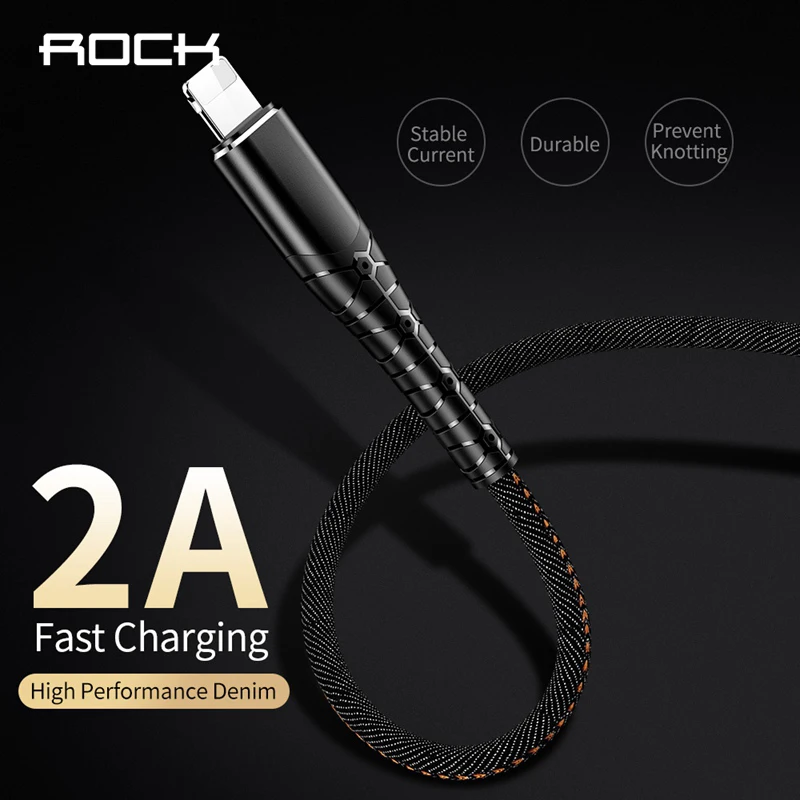 

ROCK USB Phone Cable for iPhone X 8 7 Fast Charging Cable Cowboy Charge and Data Transmission Cord for for iPad USB Cable Wire