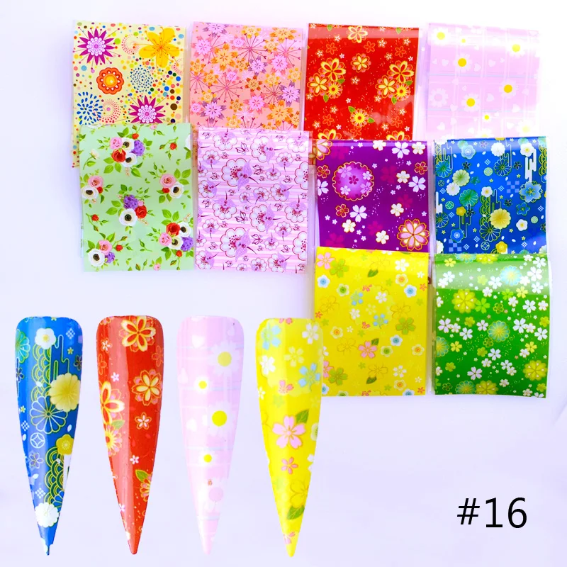 10 видов конструкций наборы лазерных фольг для ногтей градиентные Звездные бумажные Цветочные кружевные наклейки маникюрные клеящиеся Обертывания для ногтей DIY лак для декора