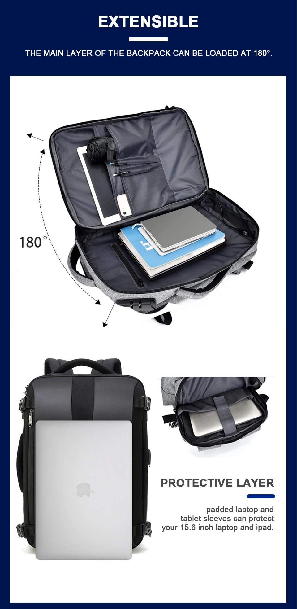 Men Backpack Anti Theft Travel Bagpack Laptop 15.6 Inch Notebook Waterproof Bags USB Charging Male Business Fashion Unisex Bag (6)