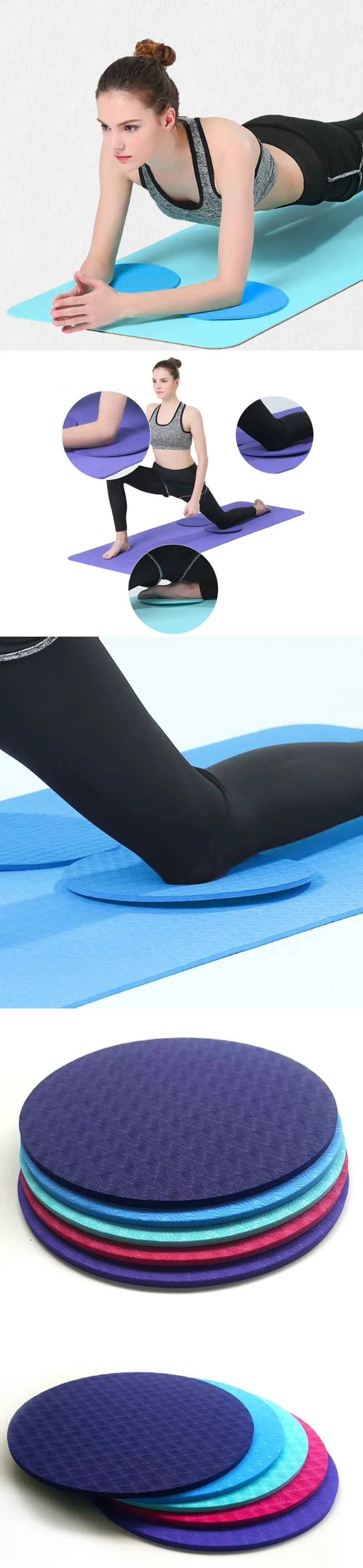 New 2PCS Set Portable Small Round Knee Pad Yoga Mats Cushion Non Slip TPE Mat Fitness Sprot Pad Plank Gym Disc Protective Pad