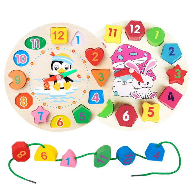 26pcs Wooden Toys Baby DIY Toy Cartoon Fruit Animal Stringing Threading Wooden beads Baby Educational Toys Wooden Toys WYW 3