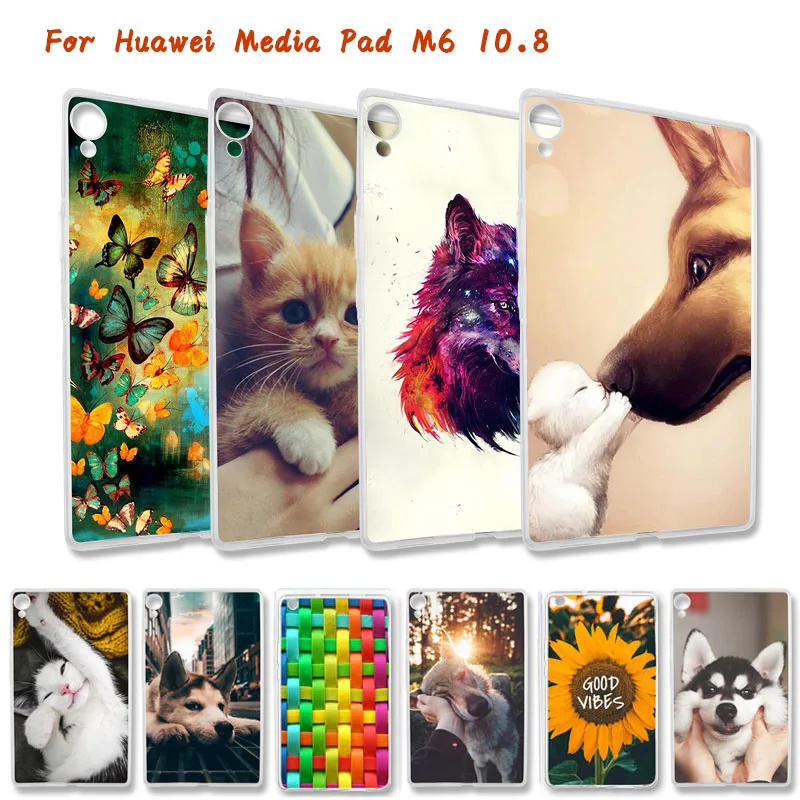 

Case For Huawei Mated Pad M6 10.8 Back Cover MediadPad M6 10.8" Inch Soft Silicone TPU Cute Animal Luxury Painted Surface Cover