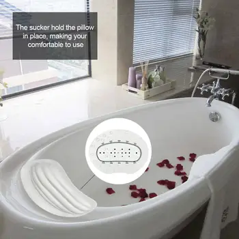 

Spa Non-Slip Cushioned Bath Tub Spa Pillow Bathtub Head Rest Pillow With Suction Cups For Neck And Back Bathroom Supply