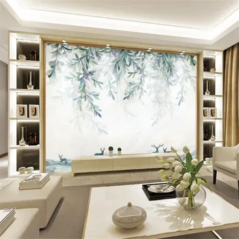 

Custom 3D small fresh modern elk TV background wallpaper mural