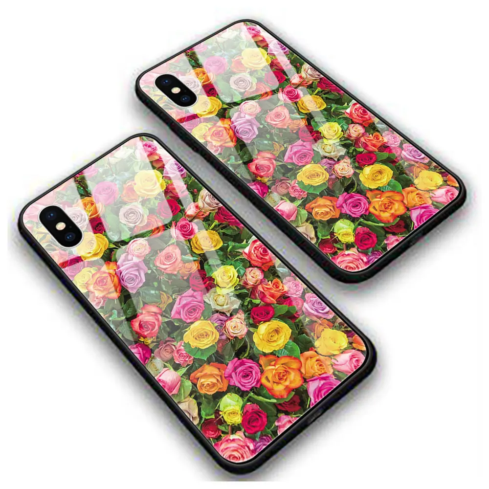 Романтический чехол из закаленного стекла для iphone XR X XS MAX 5 5S 6 6S 7 8 Plus 11 11ProMax Coque Funda