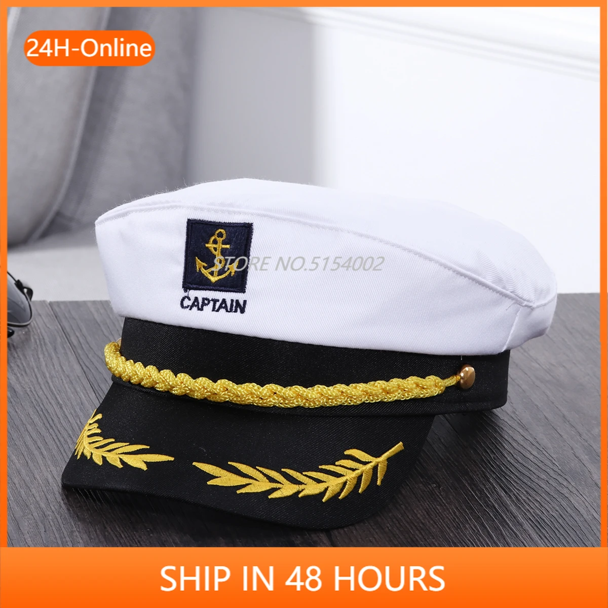 Hot Adult Yacht Military Hats Boat Skipper Ship Sailor Captain Costume Hat Adjustable Cap Navy Marine Admiral for Men Women