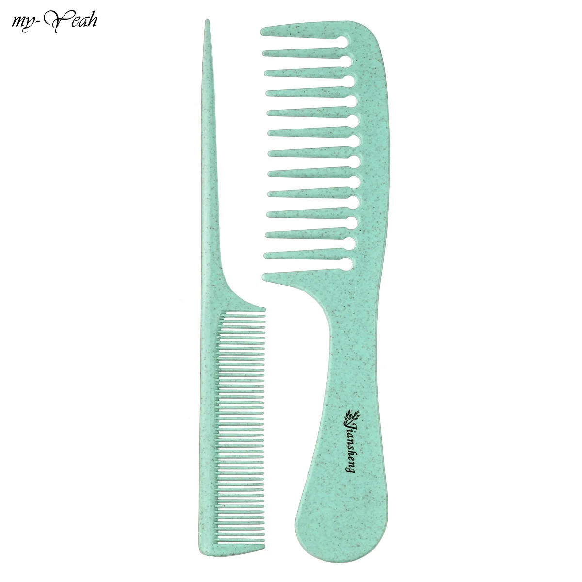 2 шт./компл. Анти-статический парикмахерские широкие/тонкой зуб расчески для салона для стрижки волос Detangling парикмахерские щетки для волос инструмент для укладки волос - Цвет: green