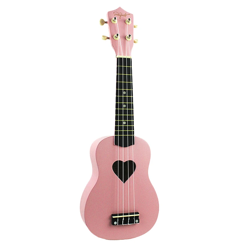 

Mcool Soprano Ukulele Pink 21 Inch 4 Strings Ukelele Cheap Hawaii Mini Guitar Heart-Shaped Tone Hole Basswood Wood