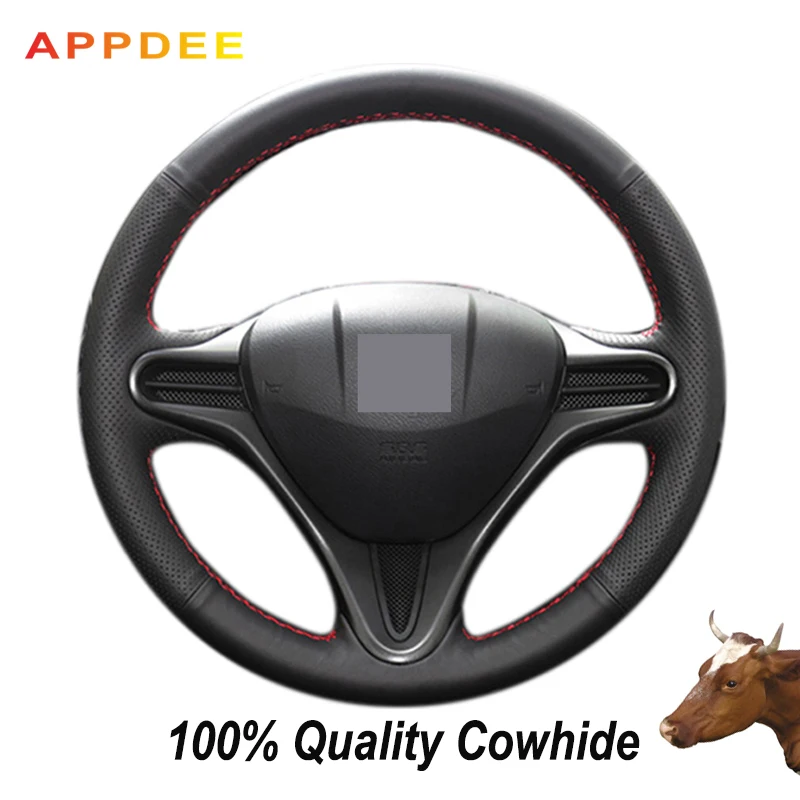 APPDEE черная натуральная кожа чехол рулевого колеса автомобиля для Honda Fit 2009 2010 2011