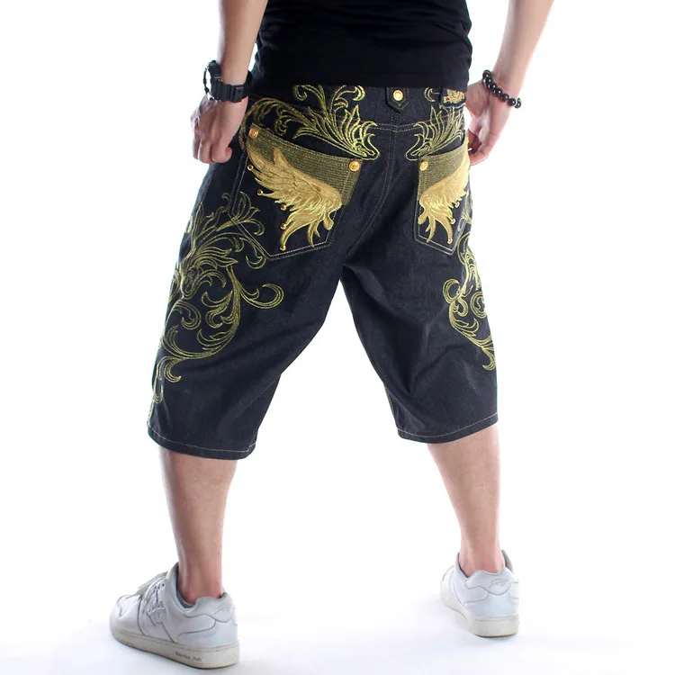 Men Oversize Denim Trousers Jeans Hip Hop Wide Leg Pants Large Size Shorts 30-46