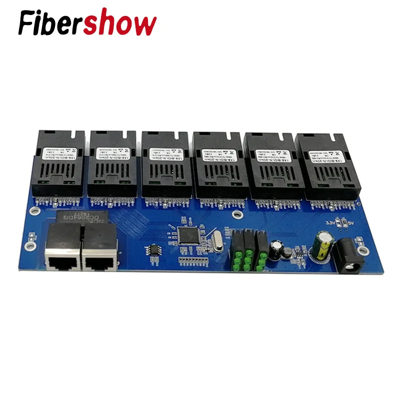 2 RJ45 6 155 м волоконный порт коммутатор для высокоскоростной сети Ethernet конвертер 20 км Ethernet волоконно-оптический медиа конвертер 10/100 м PCBA