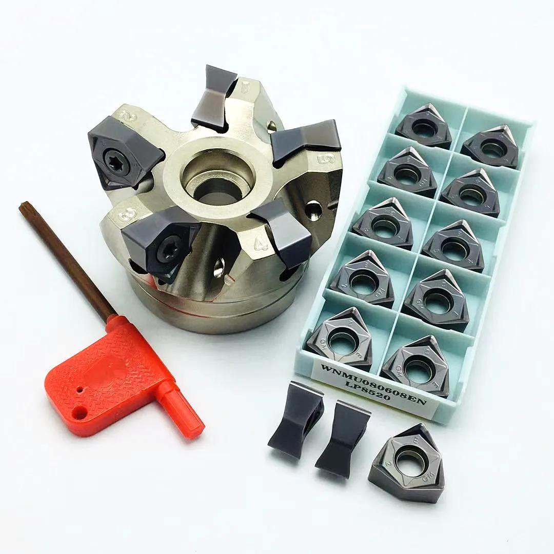 MFWN 90 degree MFWN90050R-MFWN90100R double-sided hexagonal plane heavy-cutting milling cutter head, WNMU080608 milling insert