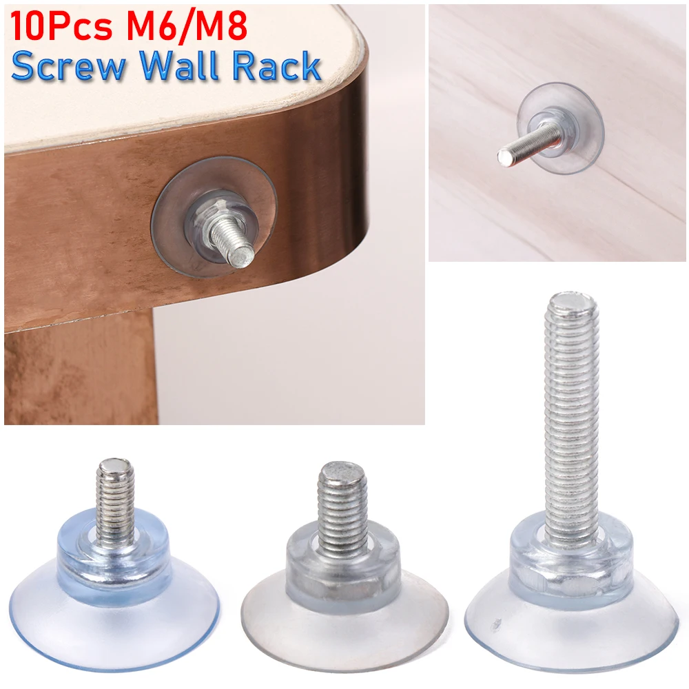 10Pcs/Set M6/M8 Screw Rubber Suction Cup Transparent Suckers Turn Nut
