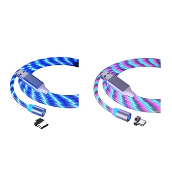 

1PC netic Charging Mobile Phone Cable Type C Flow Luminous Lighting Data Wire for Samsung Huawei LED Cable