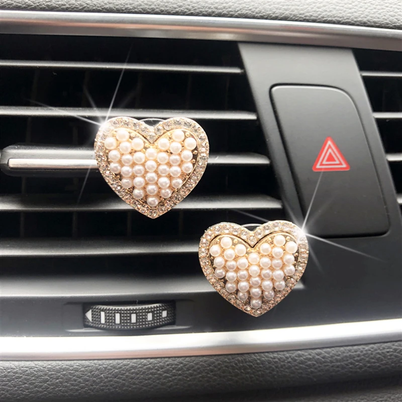 

Imitation Pearls Heart Shape Car Air Freshener Aromatherapy Solid Car Air Conditioning Clip Air Outlet Diffuser Car Accessories