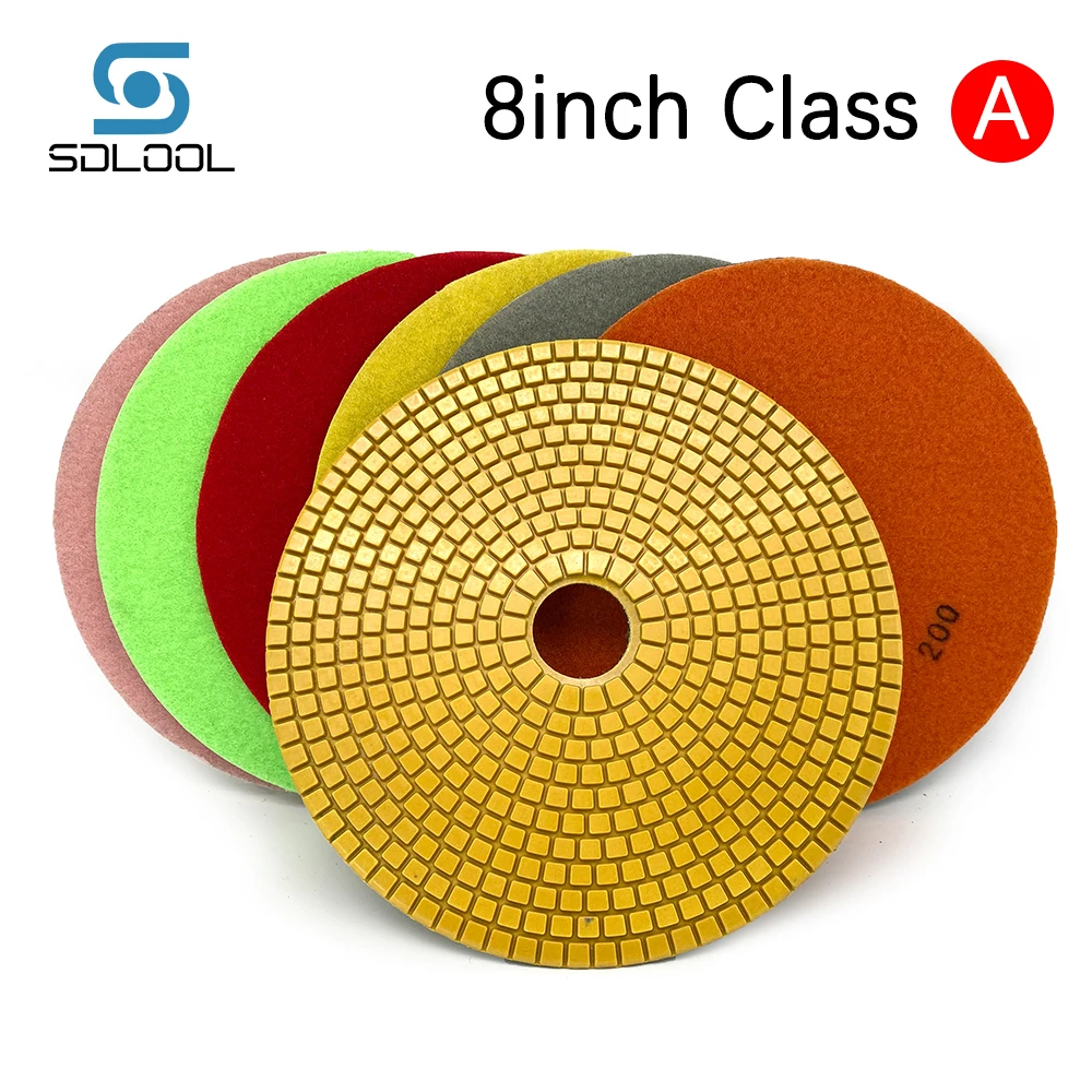 7pcs8inch200mmClassADiamondPolishingPadDryWetSandingPad