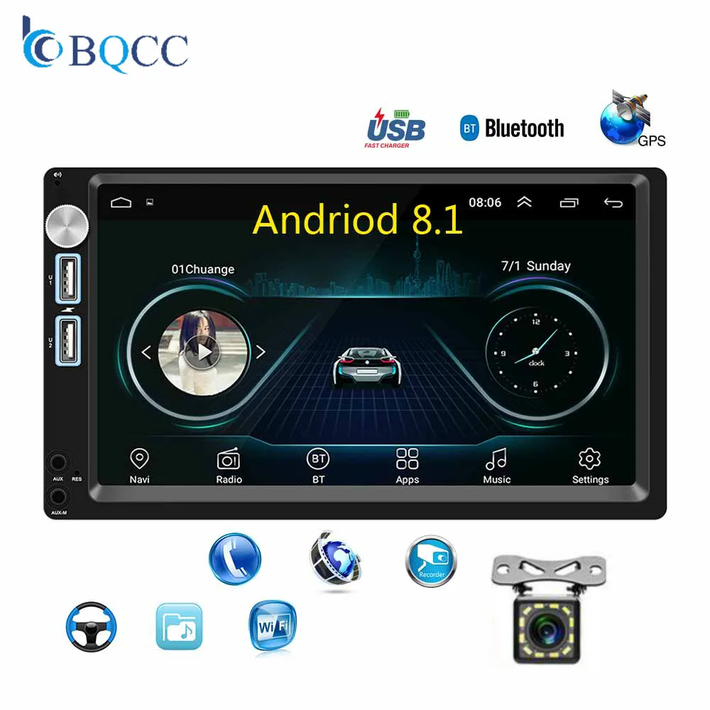 Android 2 Din Автомобильный Радио Мультимедиа Видео Универсальный стерео gps карта wifi Bluetooth плеер Поддержка DVR рекордер камера заднего вида - Цвет: Car Radio with Cam 3