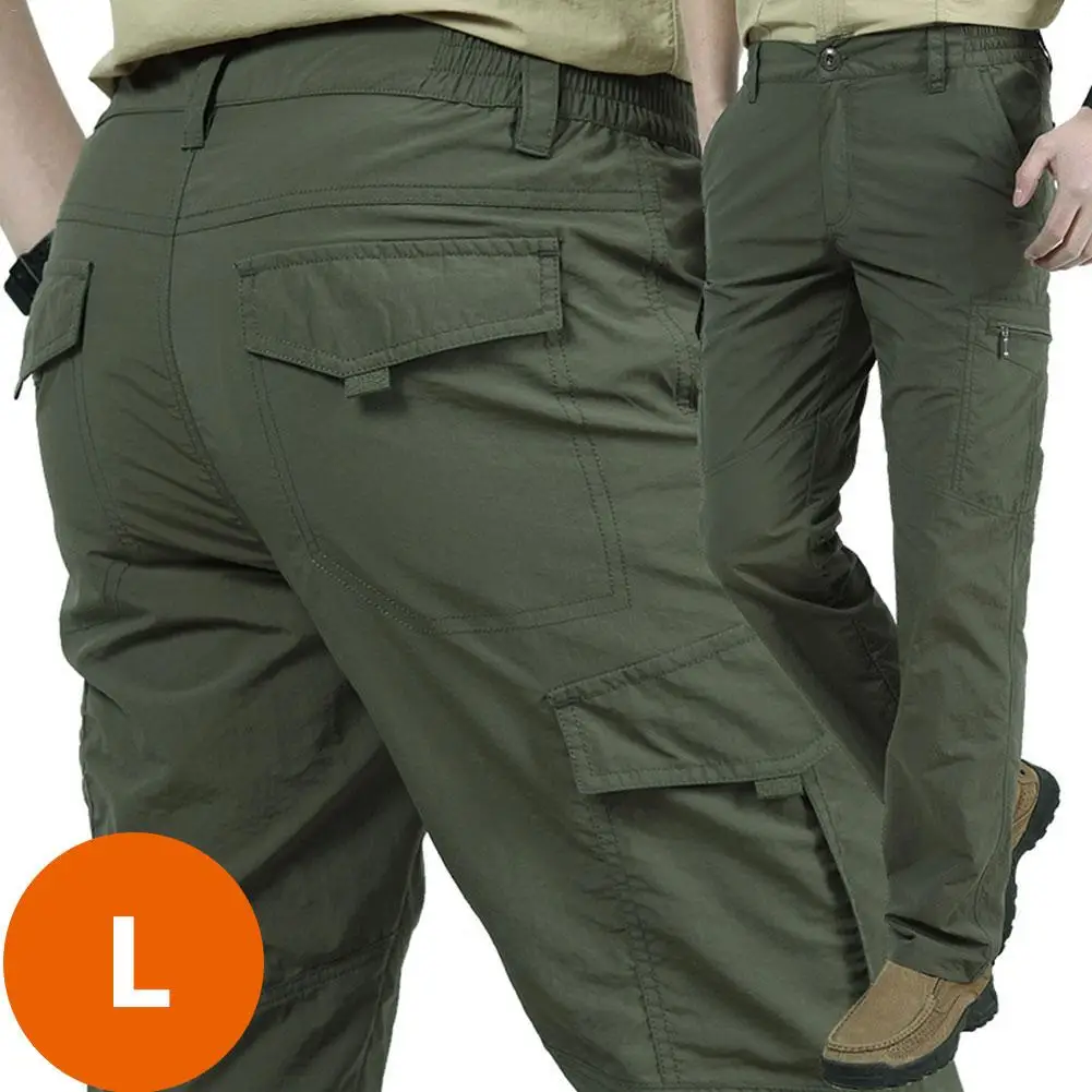 Men's Thin Pants Cargo Work Army Breathable Waterproof Quick Dry Men Pants Casual Summer Trousers Military Style Tactical Pants - Цвет: L