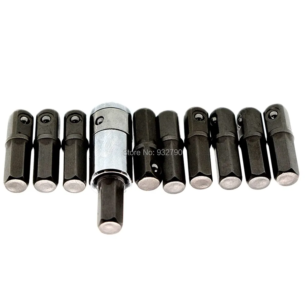 

10pcs 1/4 in Square Adapter 25mm Length + 1/4" Square Hole to 1/4" 6.3mm Socket Converter Screwdriver Bit Holder Socket Bits