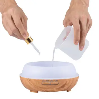

400ml Deep Wood Grain Water Drop Shape Ultrasonic Anion Aroma Diffuser Incense Burners