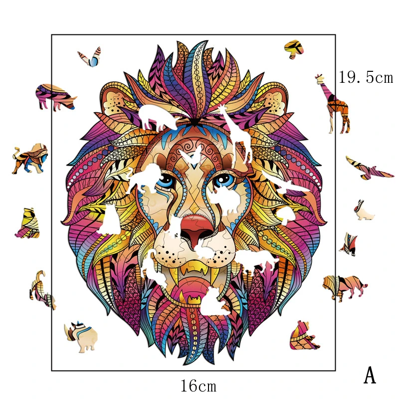 

DIY Puzzles Irregular Three-dimensional Animals Wooden Animal Mysterious Lion Best Christmas Gift Wooden Jigsaw for Kids