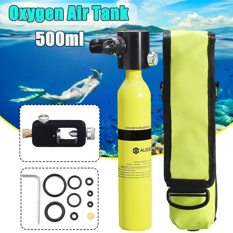 

AUGIENB 0.5L Portable Diving Reserve Air Tank Oxygen Cylinder+Respirator Bag+Tank Refill Adapter Swimming & Diving Snorkels