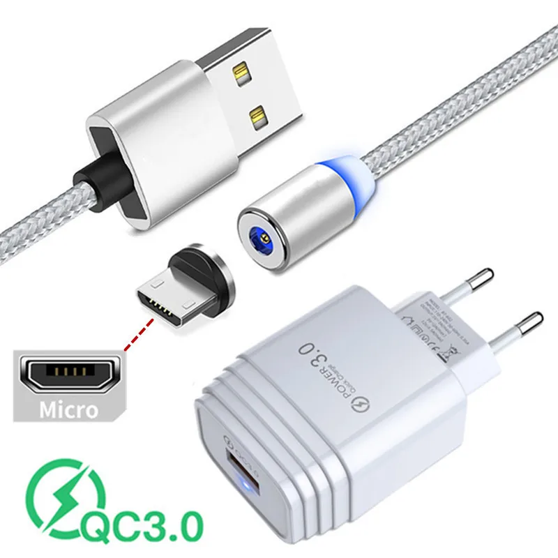 Магнитный зарядный кабель Micro usb QC 3 0 Для Huawei Y5 Honor 9S 9A Redmi 7 быстрое зарядное