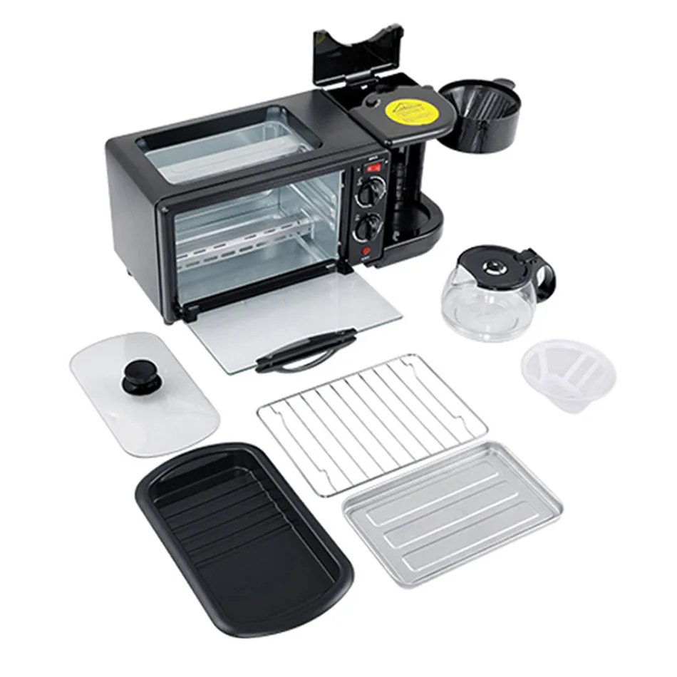 TTLIFE 3 в 1 электрическая машина для завтрака, многофункциональная кофеварка, сковорода, мини-печь, бытовая печь для хлеба, пиццы, сковорода