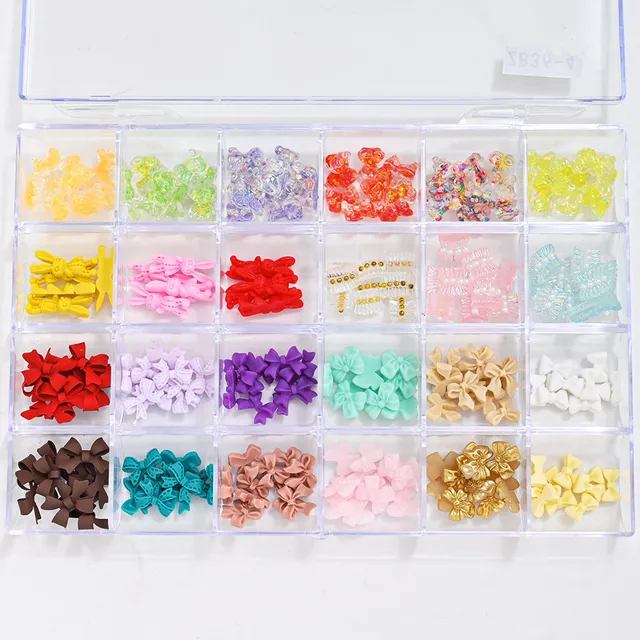 1BOX Jewelry Germ Nail Charms Luxury Kawaii Kit Crystal,Acrylic Flower,Rhinestones,Resin,Butterfly,Bear 3D Nails Decorations @MF set 4-240pcs
