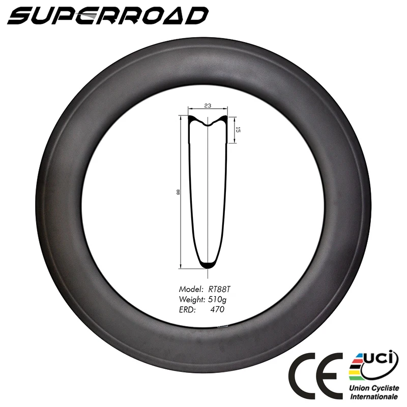 Promotion Price 700C 23mm 25mm Wide 88mm Deep Toray Carbon Road Bike Tubular Rims |