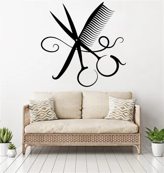 Billig Mode Haar Salon Aufkleber Wand Abziehbilder Für Haarschnitt Zimmer Wand Aufkleber Tapete Barber Haar Salon
